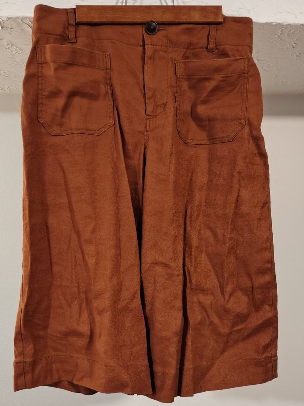 Maeve The Colette Short Shorts Womens 28 Brown Linen Blend Culotte High Rise